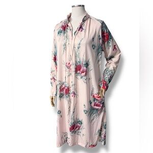 TRAVEL-LITE Pink Floral Zip Front Short Robe Cover Up VINTAGE